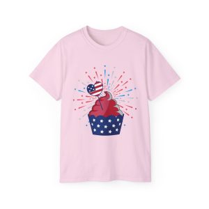 Patriotic Cupcake Tee - Unisex Ultra Cotton Shirt for Fourth of July, BBQ, Parties, Summer Festivals, Fun Celebration Wear