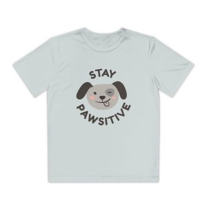 Youth Dog-Themed Tee: Stay Pawsitive Shirt for Kids, Animal Lovers, Birthday Gift, Pet Owners, Rally Shirt