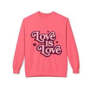 Unisex Softstyle Crewneck Sweatshirt - 'Love is Love' - Cozy Gift for Pride, Valentine's Day, Studio Vibes