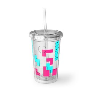 Colorful Acrylic Cup, Fun Beverage Tumbler for Summer Parties, Custom Drinkware, Gift for Gamers, Unique Travel Mug