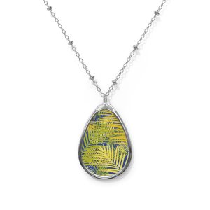 Tropical Oval Necklace, Bohemian Jewelry, Beach-Themed Accessory, Gifts for Her, Nature-Inspired Pendant